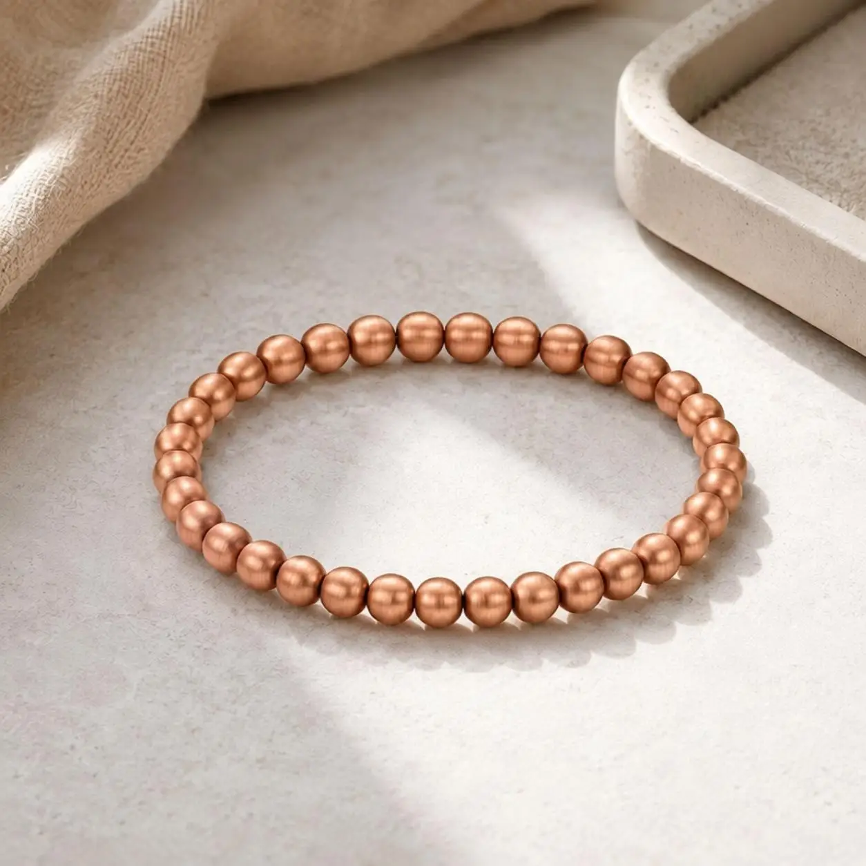 ARADOO Pure Copper Beaded Bracelet for Women Men Jewelry Gifts