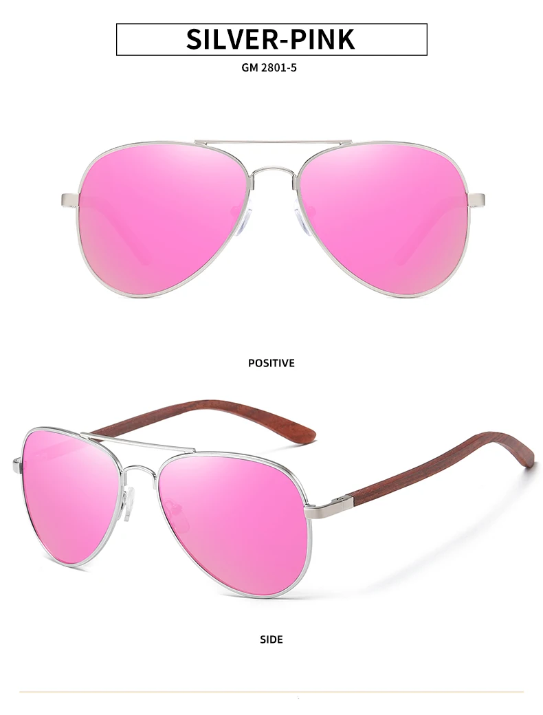 GM Brand Designer Sun Glasses for Women Red Wood Leg With Metal Frame Sunglasses Men Women Wooden Sunglass Gift Paper Box S2801