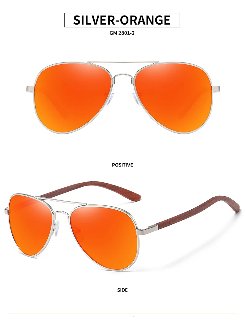 GM Brand Designer Sun Glasses for Women Red Wood Leg With Metal Frame Sunglasses Men Women Wooden Sunglass Gift Paper Box S2801