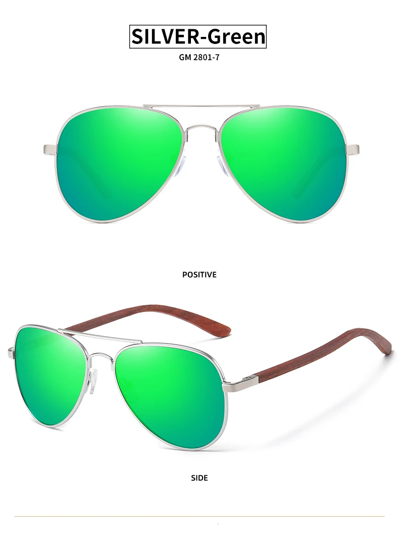 GM Brand Designer Sun Glasses for Women Red Wood Leg With Metal Frame Sunglasses Men Women Wooden Sunglass Gift Paper Box S2801