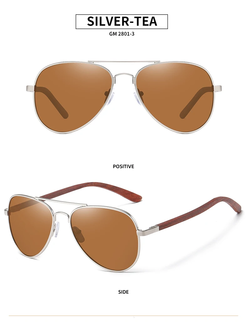 GM Brand Designer Sun Glasses for Women Red Wood Leg With Metal Frame Sunglasses Men Women Wooden Sunglass Gift Paper Box S2801