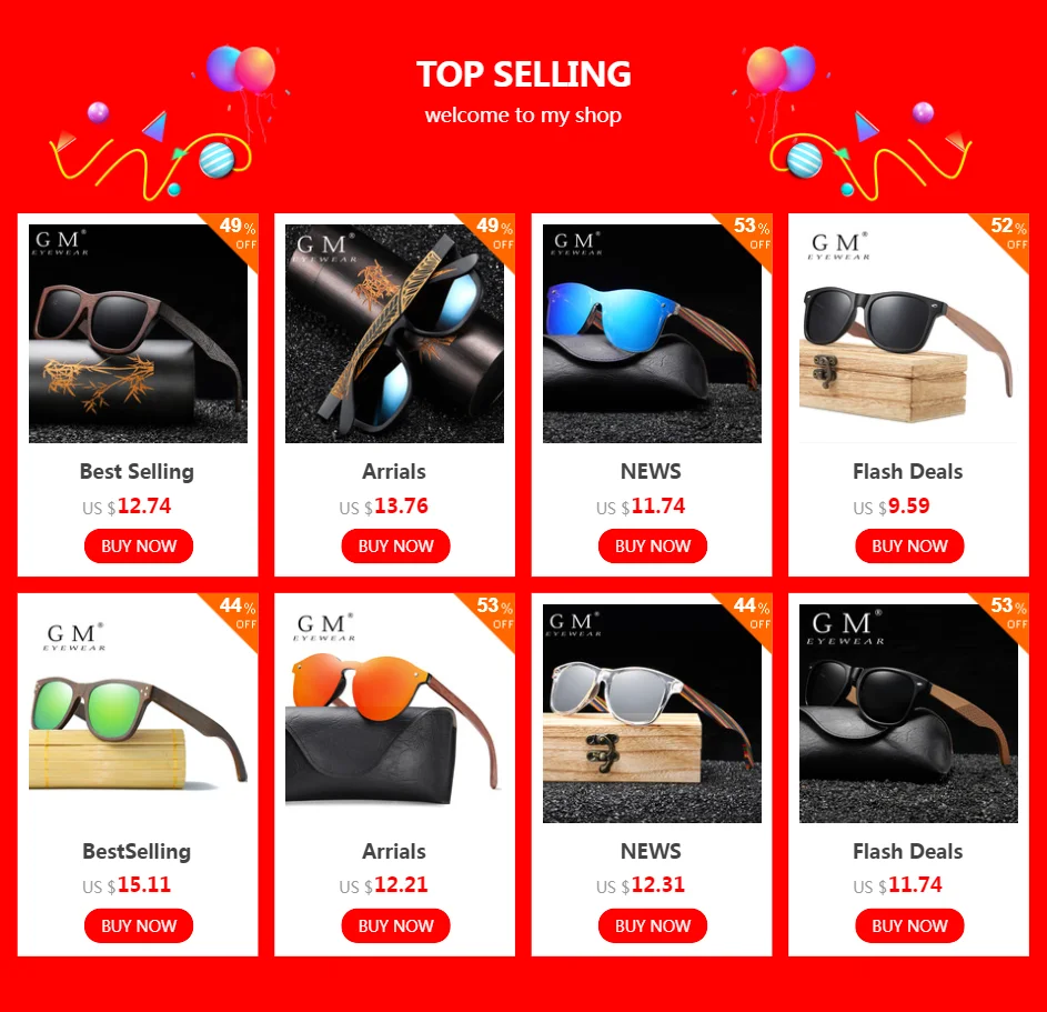 GM Brand Designer Sun Glasses for Women Red Wood Leg With Metal Frame Sunglasses Men Women Wooden Sunglass Gift Paper Box S2801