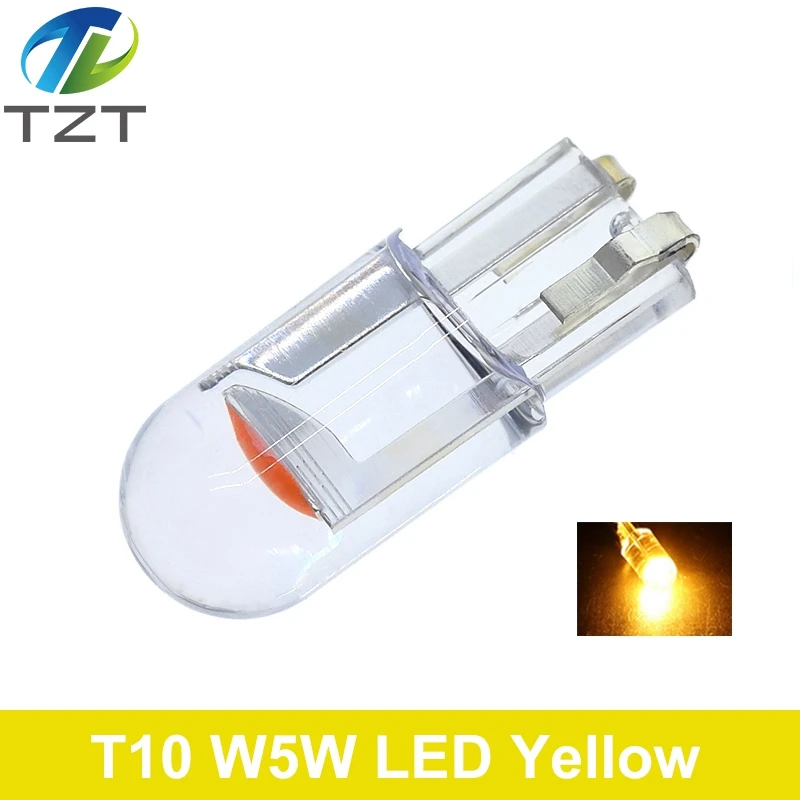 W5W 194 T10 Glass Housing Cob LED Car bulb 3000K 6000K White Green Blue Red Wedge License Plate Lamp Dome Light White Diedo
