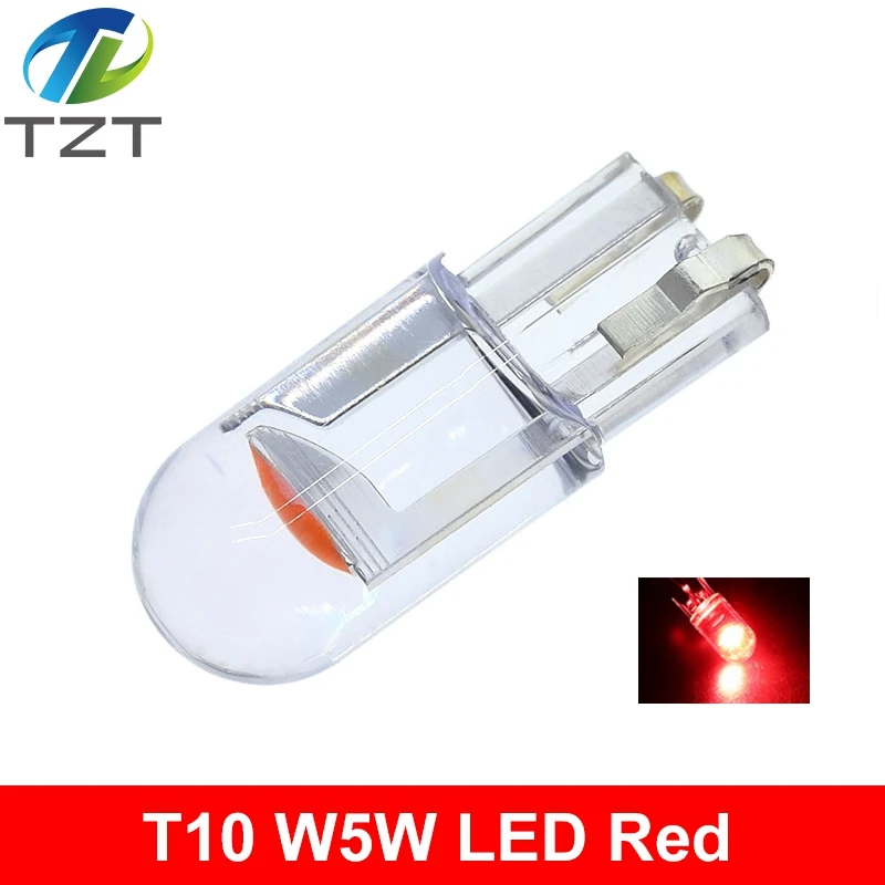 W5W 194 T10 Glass Housing Cob LED Car bulb 3000K 6000K White Green Blue Red Wedge License Plate Lamp Dome Light White Diedo