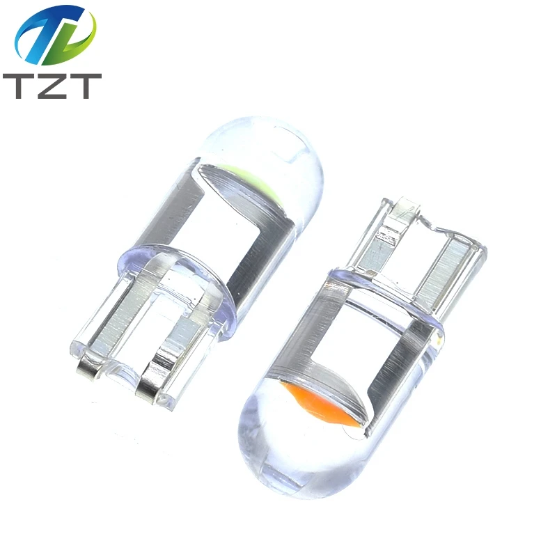 W5W 194 T10 Glass Housing Cob LED Car bulb 3000K 6000K White Green Blue Red Wedge License Plate Lamp Dome Light White Diedo