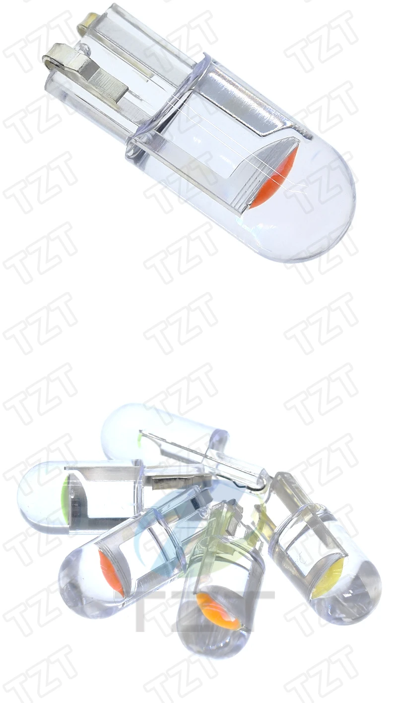 W5W 194 T10 Glass Housing Cob LED Car bulb 3000K 6000K White Green Blue Red Wedge License Plate Lamp Dome Light White Diedo