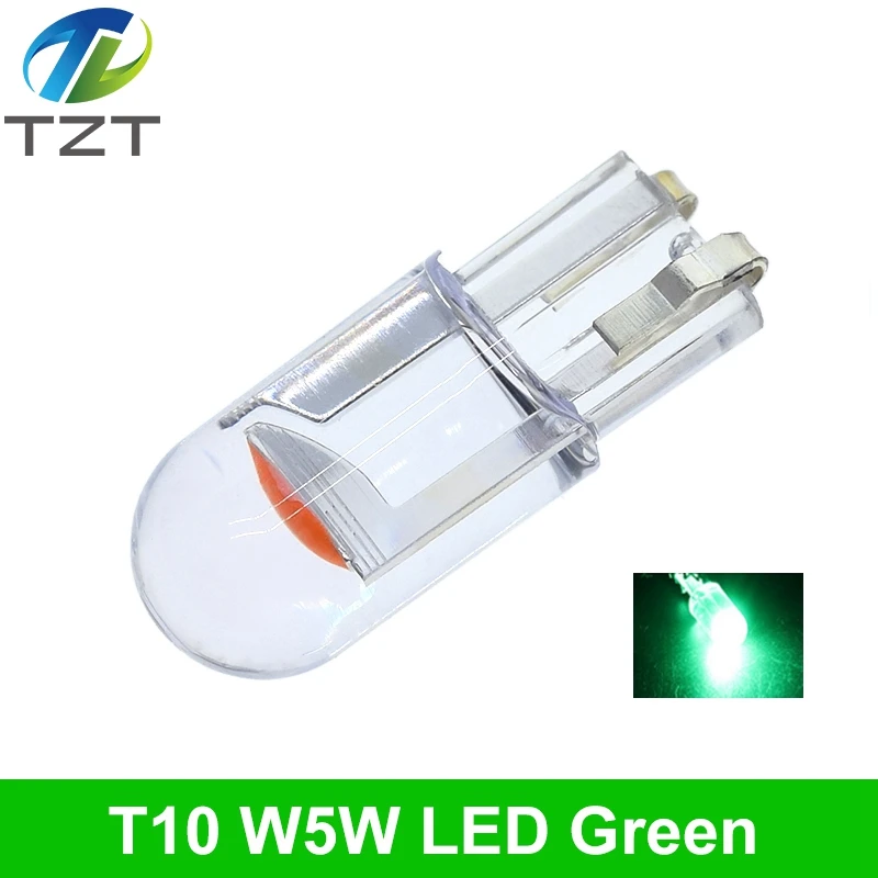 W5W 194 T10 Glass Housing Cob LED Car bulb 3000K 6000K White Green Blue Red Wedge License Plate Lamp Dome Light White Diedo