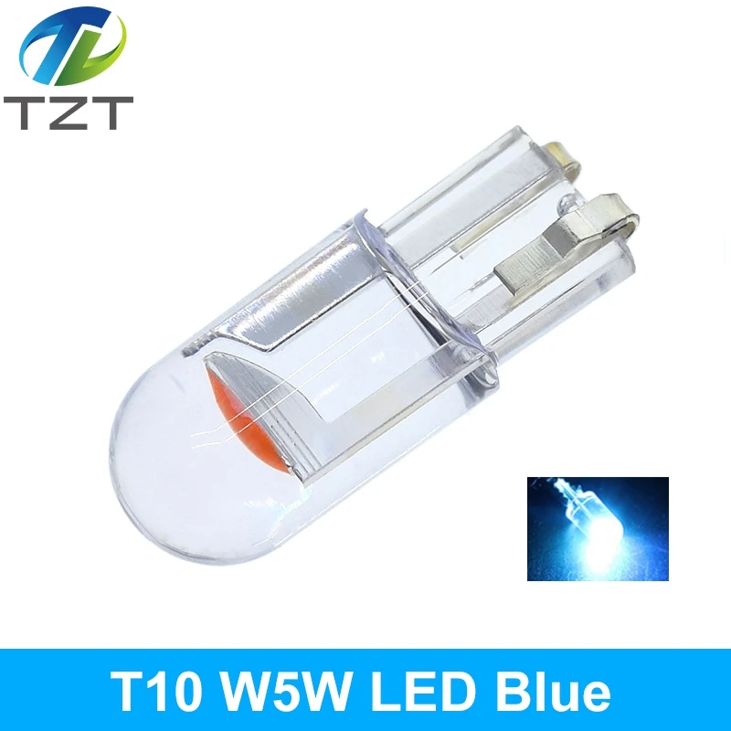 W5W 194 T10 Glass Housing Cob LED Car bulb 3000K 6000K White Green Blue Red Wedge License Plate Lamp Dome Light White Diedo