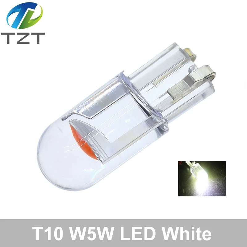W5W 194 T10 Glass Housing Cob LED Car bulb 3000K 6000K White Green Blue Red Wedge License Plate Lamp Dome Light White Diedo