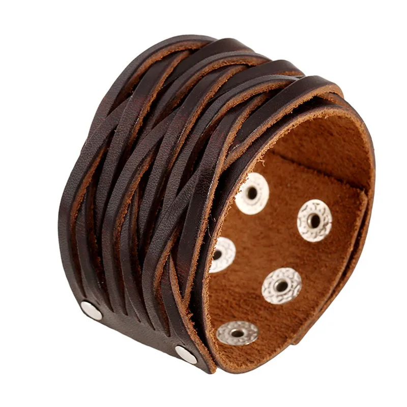 Modyle Vintage Punk Retro Multilayer Leather Bracelet Male Fashion Braided Handmade Rope Wrap Bracelets & Bangles for Men