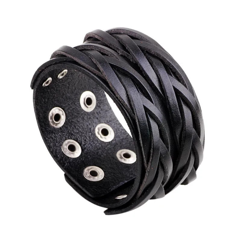 Modyle Vintage Punk Retro Multilayer Leather Bracelet Male Fashion Braided Handmade Rope Wrap Bracelets & Bangles for Men