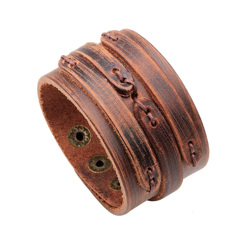 Modyle Vintage Punk Retro Multilayer Leather Bracelet Male Fashion Braided Handmade Rope Wrap Bracelets & Bangles for Men