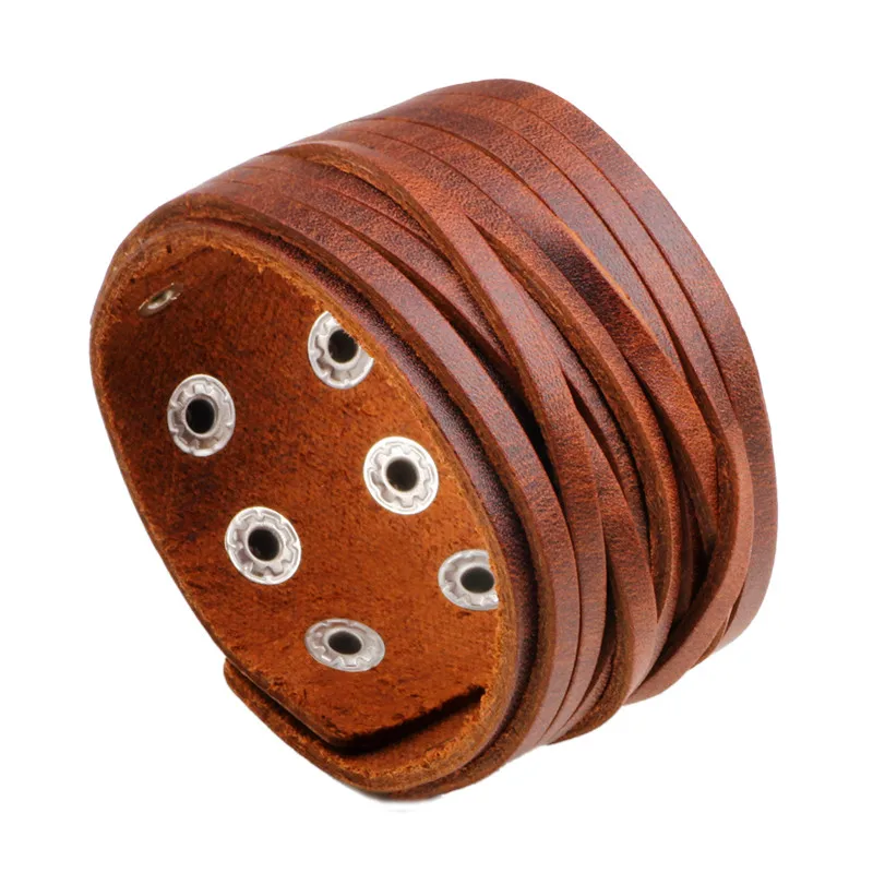 Modyle Vintage Punk Retro Multilayer Leather Bracelet Male Fashion Braided Handmade Rope Wrap Bracelets & Bangles for Men