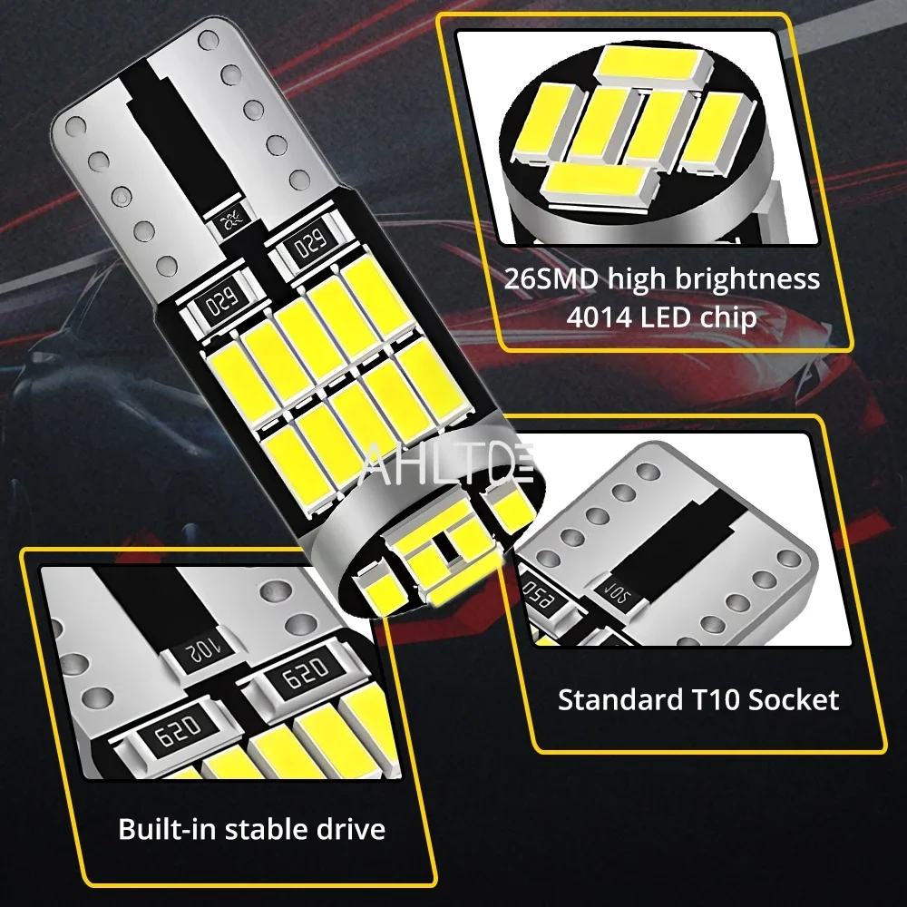 2/6/10 Pcs T10 W5W 194 501 Led Canbus No Error Car Interior Light T10 26 SMD 4014 Chip Pure White Instrument Lights