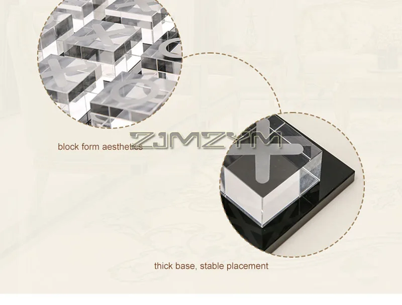 Modern Minimalist XO Square Crystal Chessboard Decorative,Black and White Crystal for Living Room Desktop Small Ornament