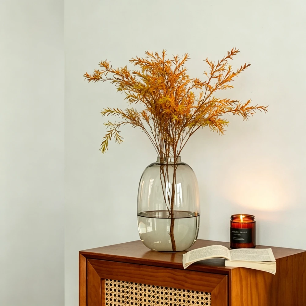 Modern Nordic Oval Glass Vase Hydroponic Fresh Flower Vase Living Room Flower Arrangement Decoration Elegant Home Decor