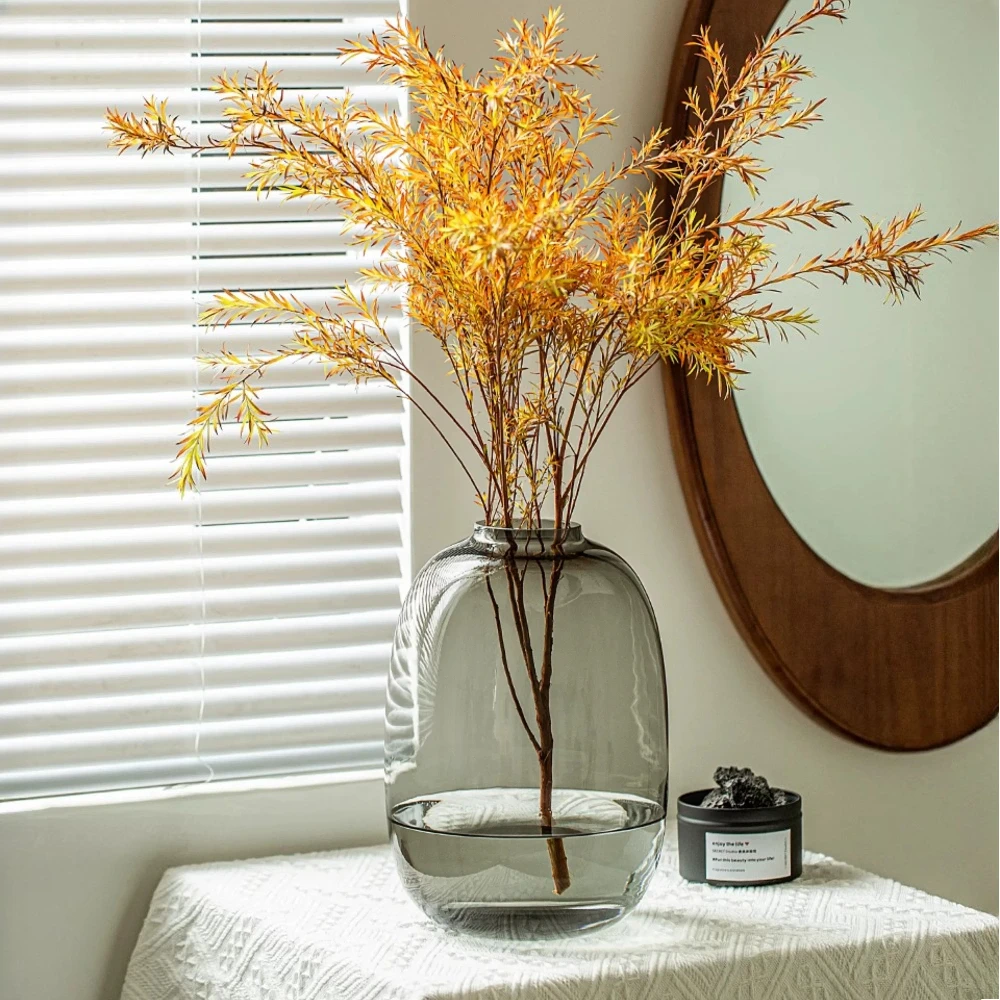 Modern Nordic Oval Glass Vase Hydroponic Fresh Flower Vase Living Room Flower Arrangement Decoration Elegant Home Decor