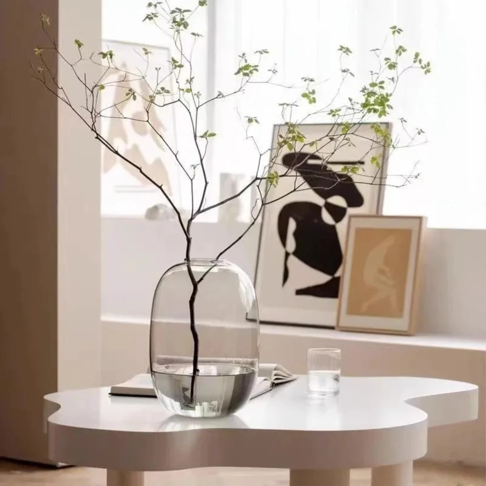 Modern Nordic Oval Glass Vase Hydroponic Fresh Flower Vase Living Room Flower Arrangement Decoration Elegant Home Decor