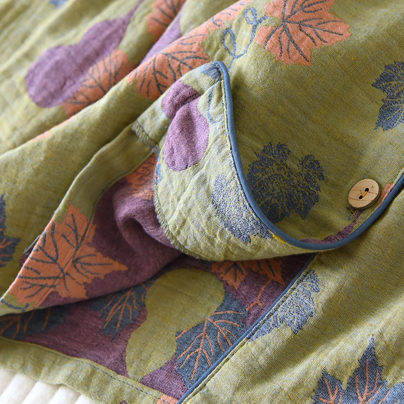Japanese Spring and Autumn New Women's Pajama Set 100% Cotton Vintage Long Sleeved Pants Two Piece Set for Home Furnishings