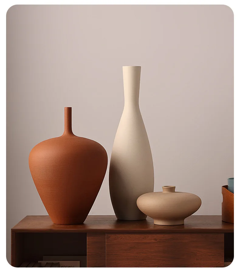 CAPIRON Nordic Retro Ceramic Vase Cabinet Living Room Decoration Flower Arrangement Pampas Grass Zen Tabletop Centerpiece Table