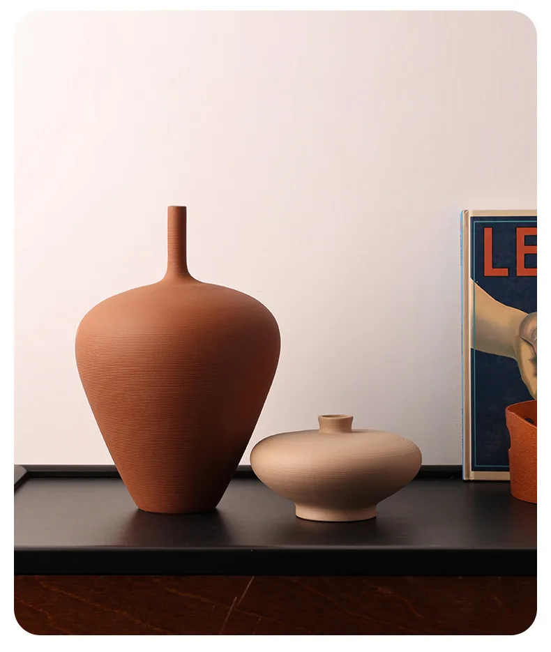 CAPIRON Nordic Retro Ceramic Vase Cabinet Living Room Decoration Flower Arrangement Pampas Grass Zen Tabletop Centerpiece Table