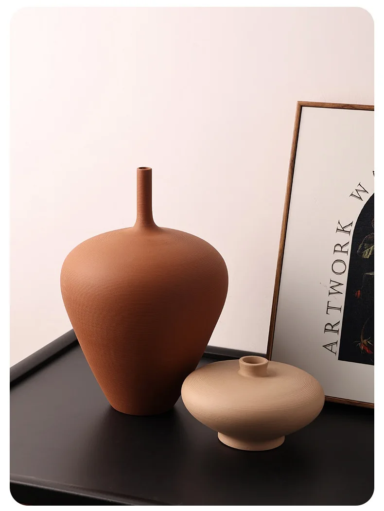 CAPIRON Nordic Retro Ceramic Vase Cabinet Living Room Decoration Flower Arrangement Pampas Grass Zen Tabletop Centerpiece Table