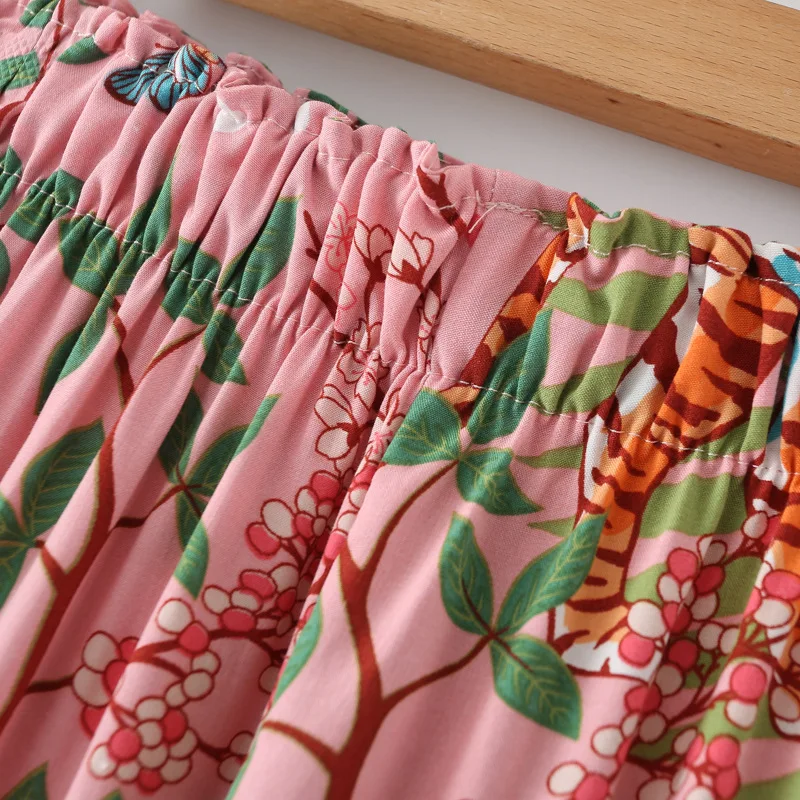 Tiger Animals Print Cotton Pajamas for Women Comfortable Sleepwear Ladies Pajamas Suit for Spring and Summer Ladies Homewear