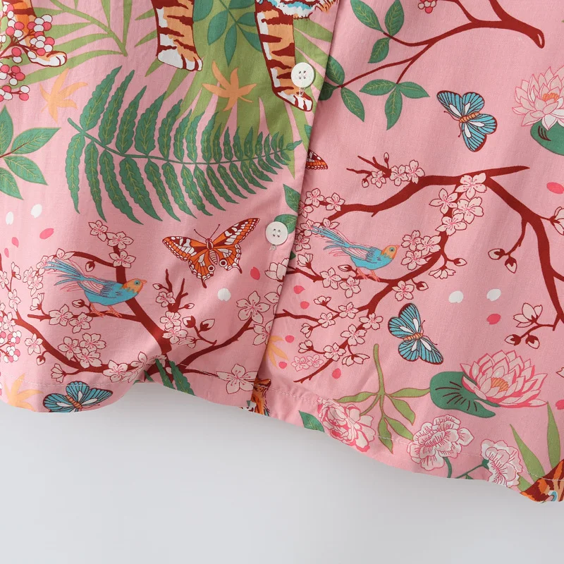 Tiger Animals Print Cotton Pajamas for Women Comfortable Sleepwear Ladies Pajamas Suit for Spring and Summer Ladies Homewear