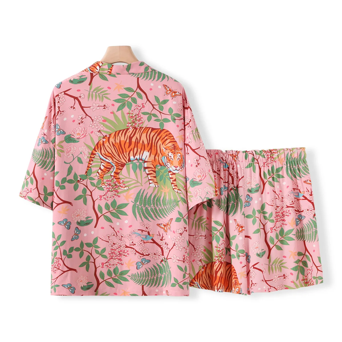 Tiger Animals Print Cotton Pajamas for Women Comfortable Sleepwear Ladies Pajamas Suit for Spring and Summer Ladies Homewear