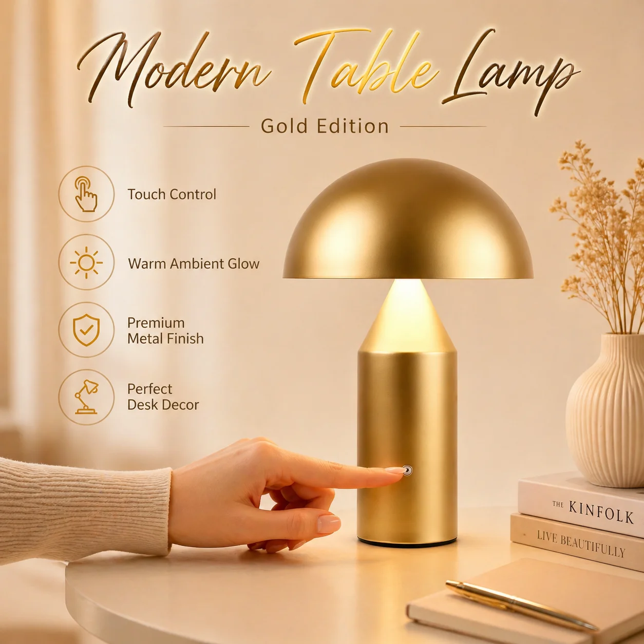 Metal Mushroom Table Lamp Modern Decoration Luxury Nordic Bedroom Headboard Creative Atmosphere Desk Lamp