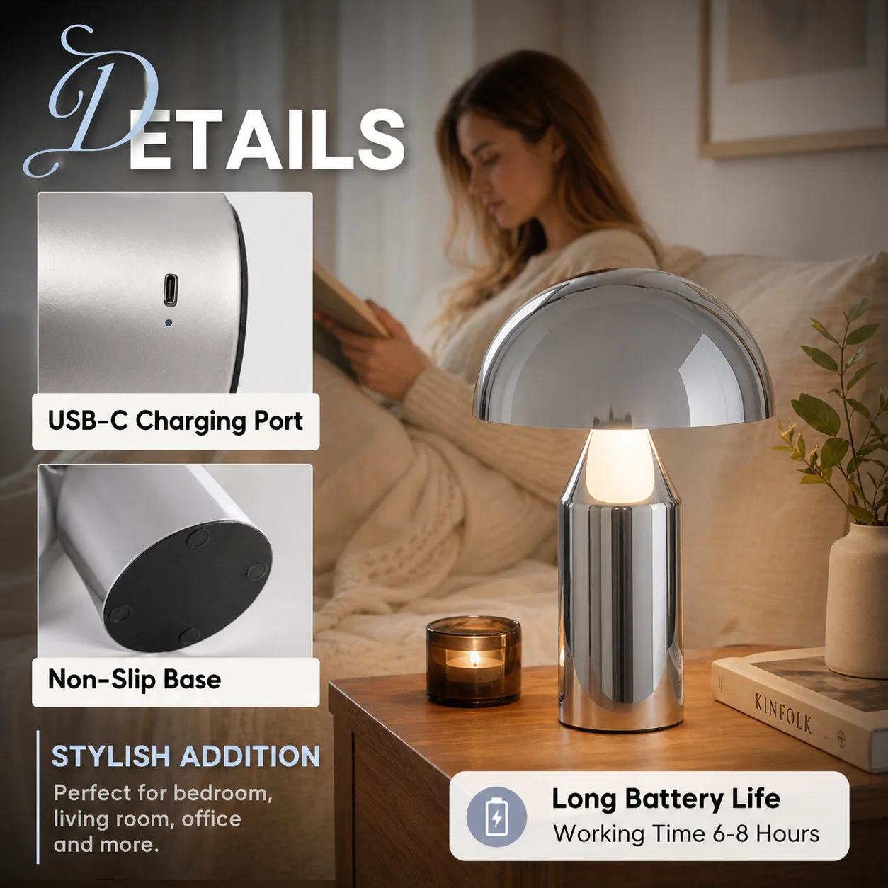 Metal Mushroom Table Lamp Modern Decoration Luxury Nordic Bedroom Headboard Creative Atmosphere Desk Lamp