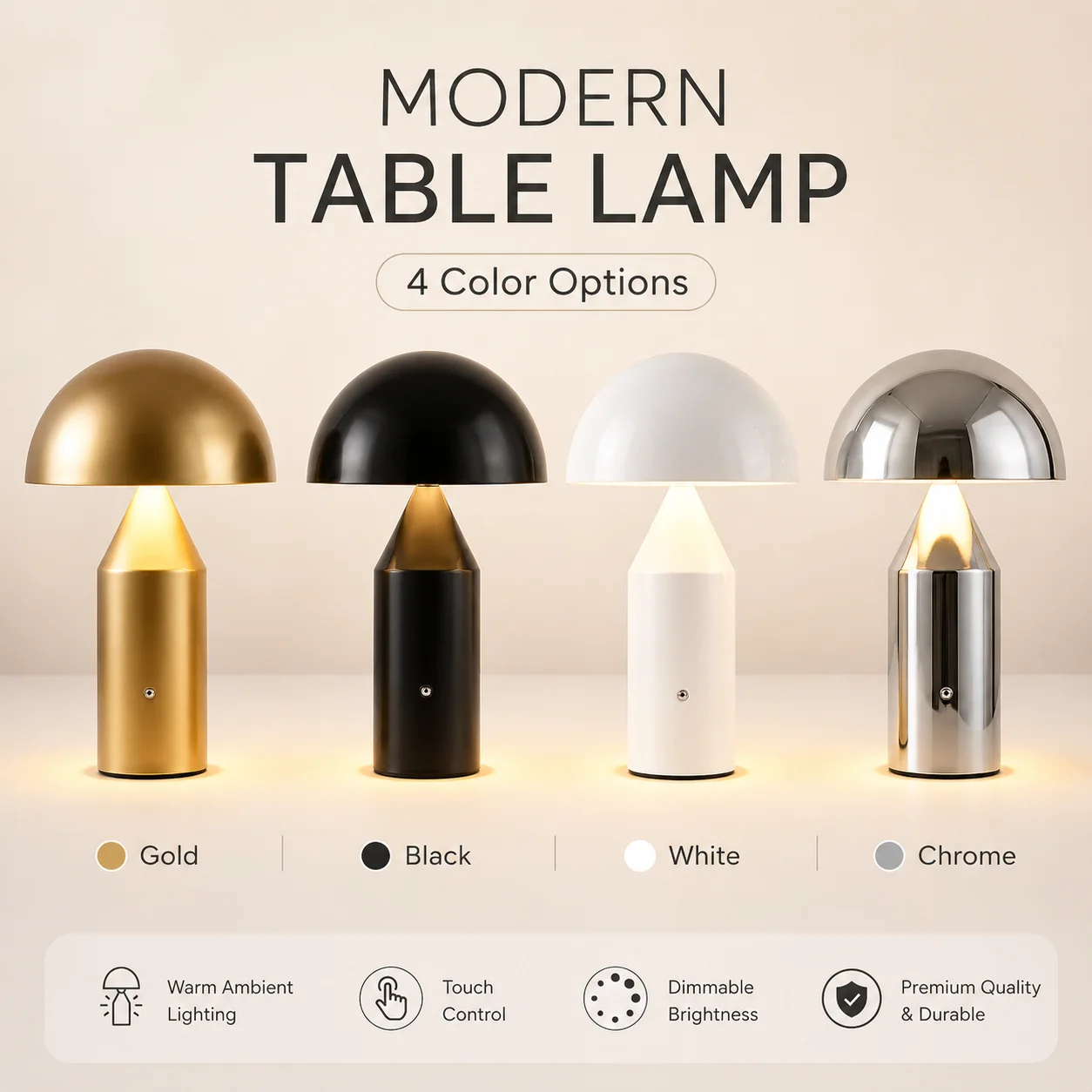 Metal Mushroom Table Lamp Modern Decoration Luxury Nordic Bedroom Headboard Creative Atmosphere Desk Lamp