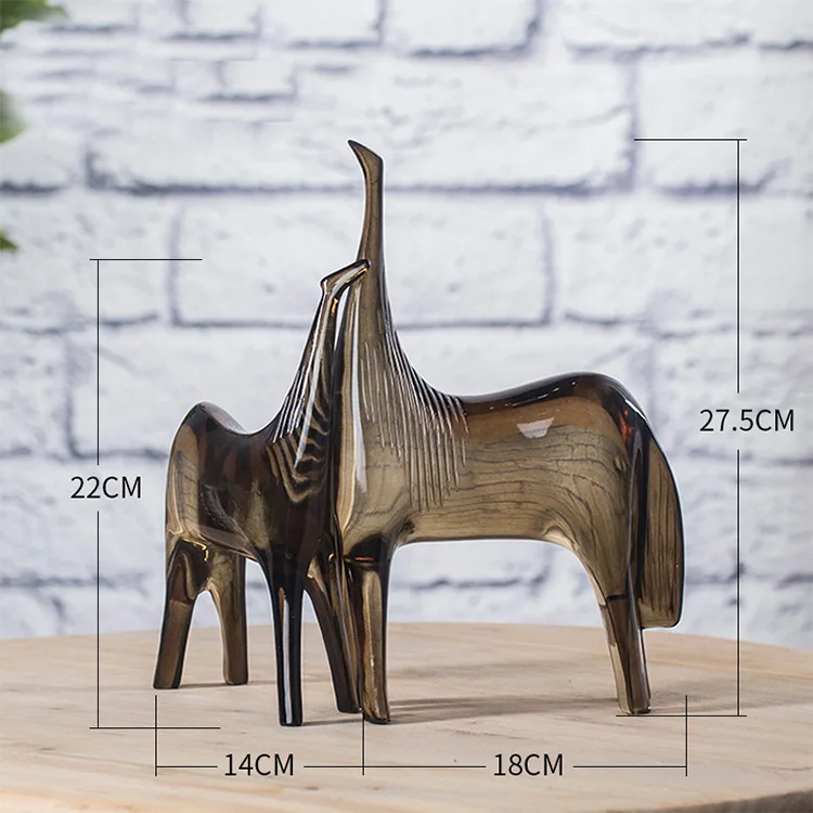 Resin Crafts Artificial Animal Sculpture Horse Couple Foal Abstract Animal Ornaments Decorative Figurines Home Decoration