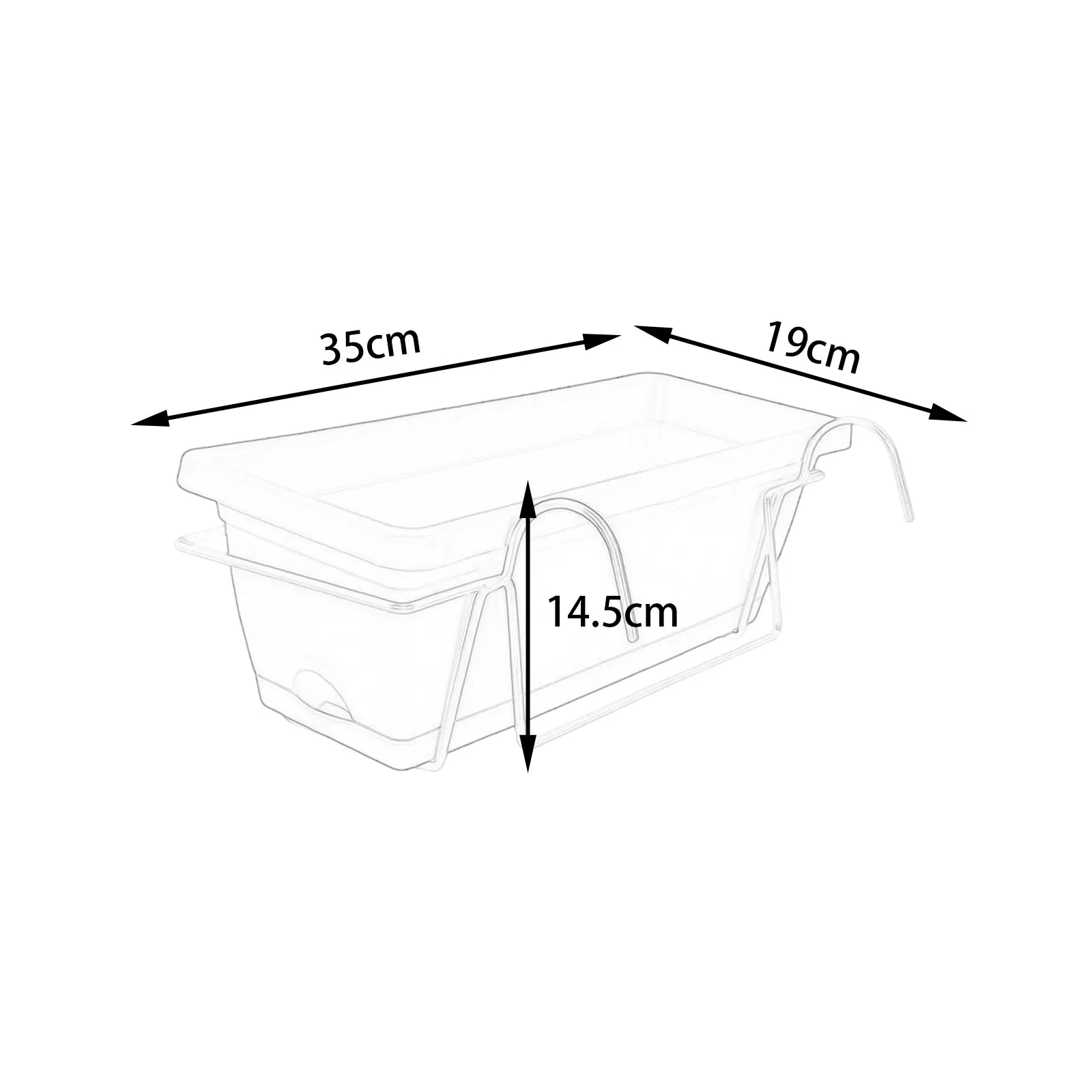 Balcony Railing Planter Plant Basket Fence Planter with Rack and Tray Flowerpot Window Box Planter for Deck Yard Countryside