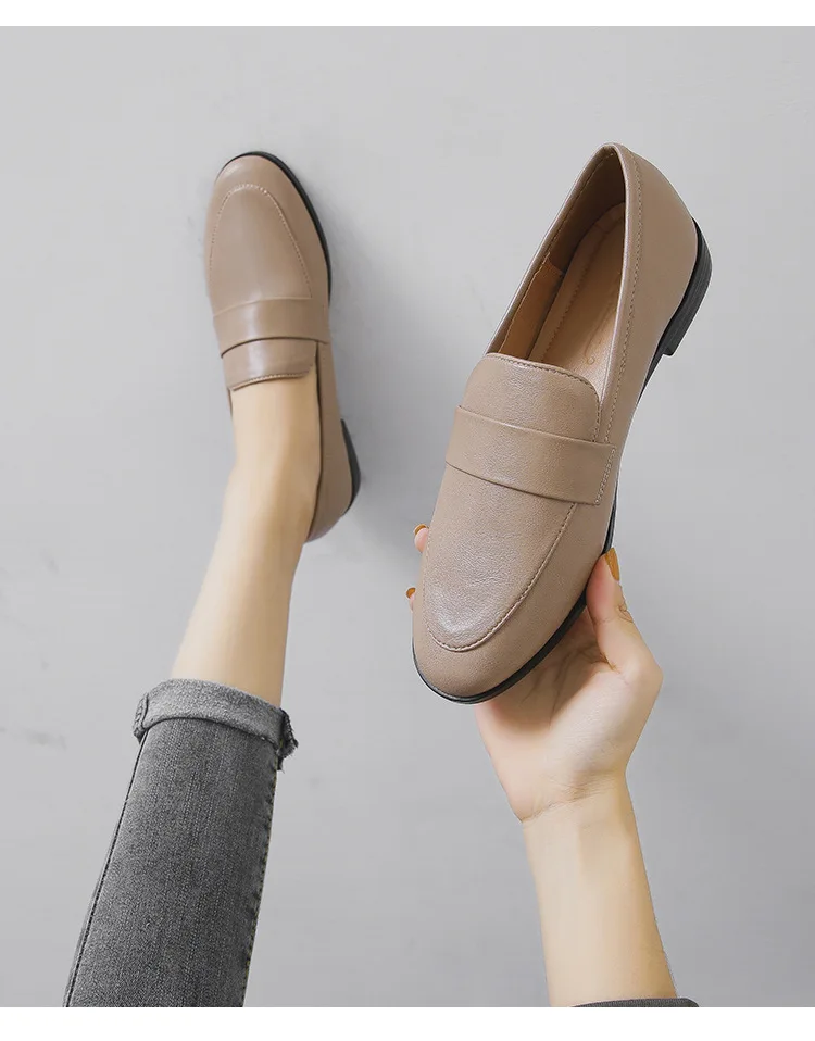 Spring Autumn Ladies New Small Leather Shoes Vintage Versatile Loafers British Style Fashion Anti Slip Shoes Casual Women's Flat