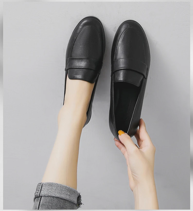 Spring Autumn Ladies New Small Leather Shoes Vintage Versatile Loafers British Style Fashion Anti Slip Shoes Casual Women's Flat