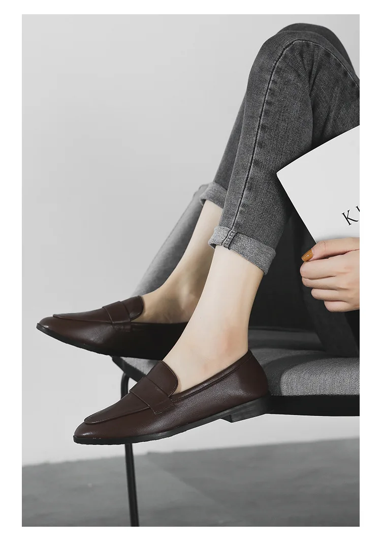 Spring Autumn Ladies New Small Leather Shoes Vintage Versatile Loafers British Style Fashion Anti Slip Shoes Casual Women's Flat