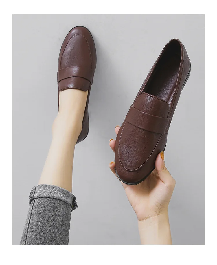 Spring Autumn Ladies New Small Leather Shoes Vintage Versatile Loafers British Style Fashion Anti Slip Shoes Casual Women's Flat