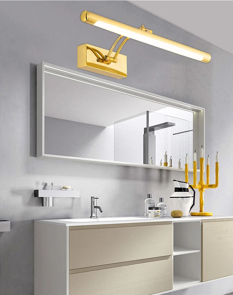 Modern LED Bathroom Wall Lamp Waterproof Stainless Steel L40/55/70CM Indoor Mirror Sconce Vanity Wall Lights Fixture With Switch