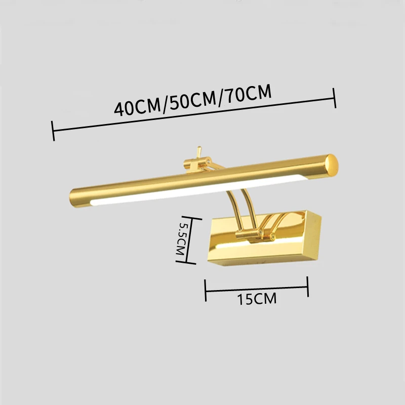 Modern LED Bathroom Wall Lamp Waterproof Stainless Steel L40/55/70CM Indoor Mirror Sconce Vanity Wall Lights Fixture With Switch