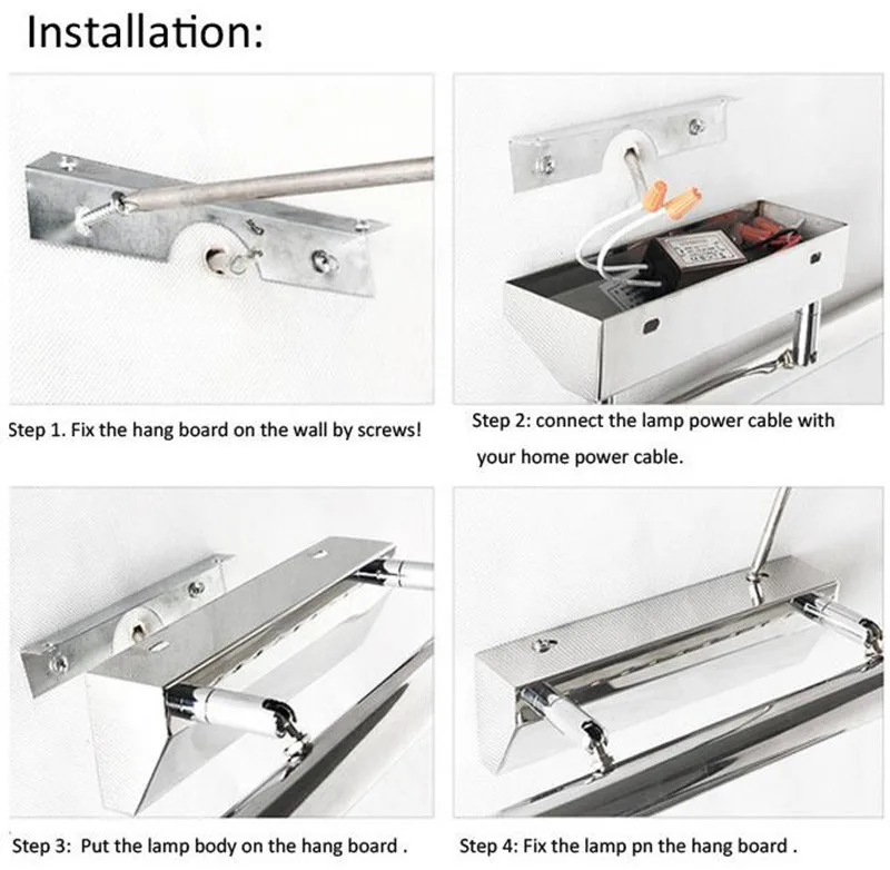 Modern LED Bathroom Wall Lamp Waterproof Stainless Steel L40/55/70CM Indoor Mirror Sconce Vanity Wall Lights Fixture With Switch