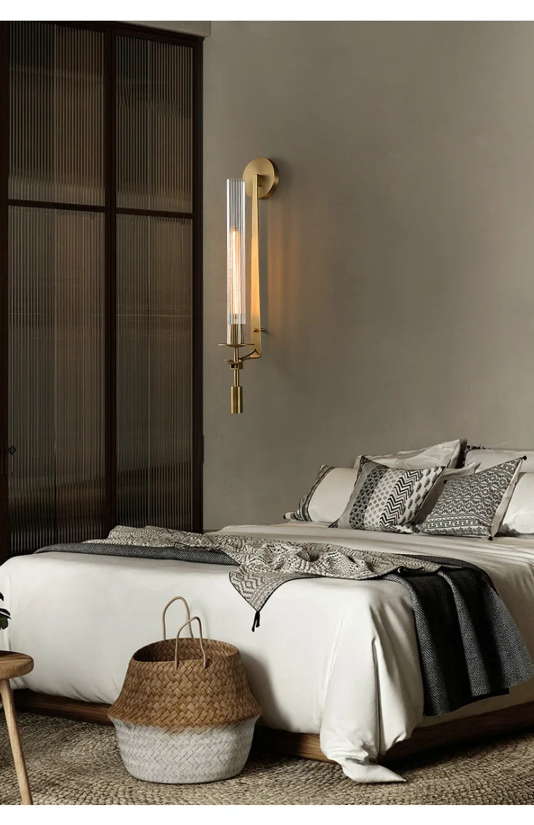 American Country Retro Brass Led Wall Lamps Living Room Foyer Hotel Bedroom Bedside Stairs Surface Mount Wall Light Luminaire