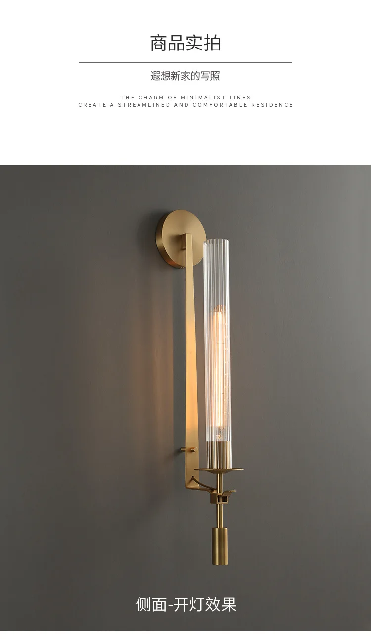 American Country Retro Brass Led Wall Lamps Living Room Foyer Hotel Bedroom Bedside Stairs Surface Mount Wall Light Luminaire