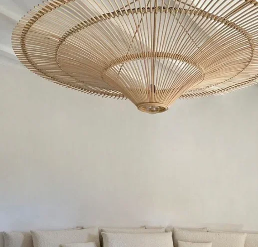 Japanese Retro Wabi Sabi Pendant Lamp Restaurant Southeast Asian Handmade Rattan Lamp Home Decoration Living Room Bedroom Lamp
