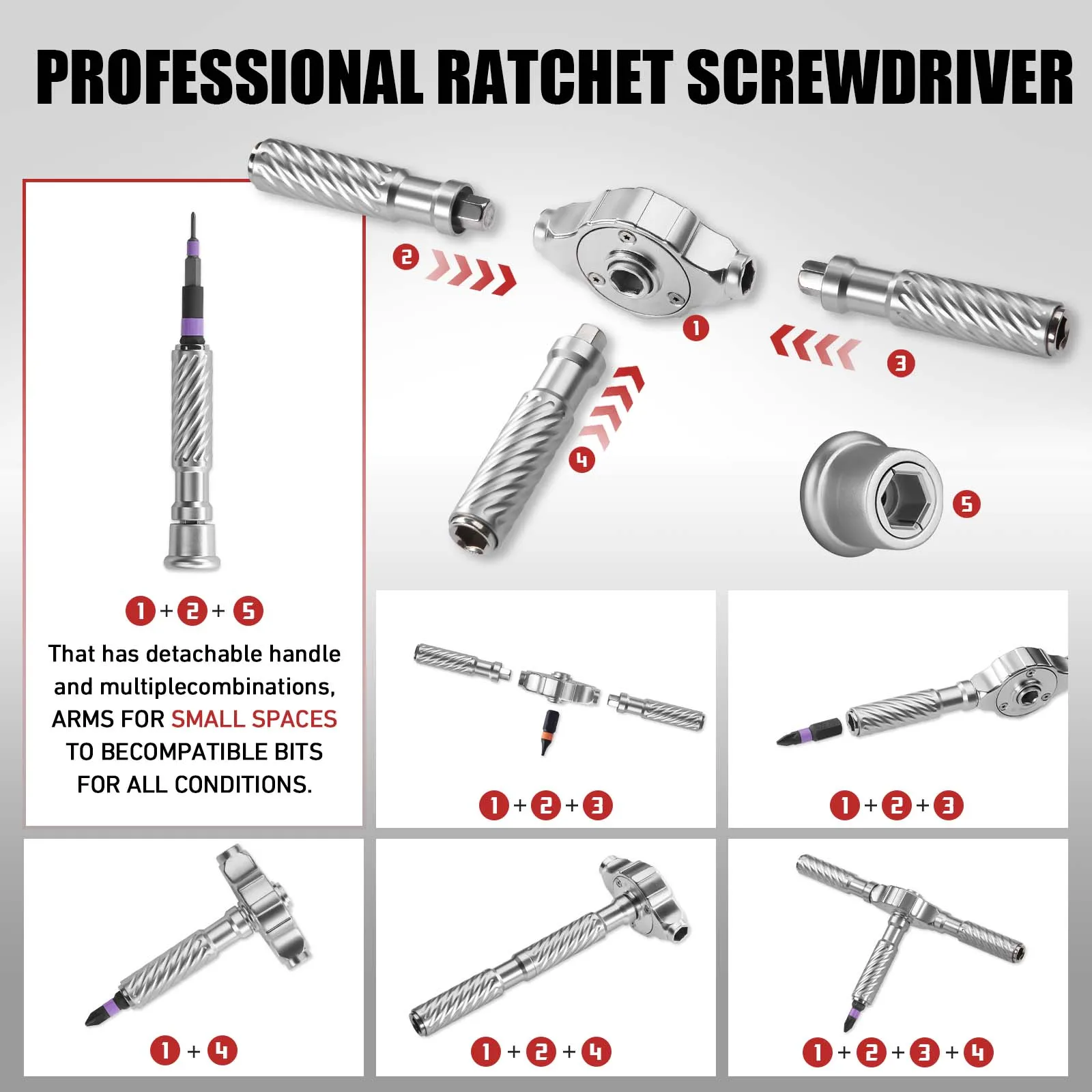 Precision 24/40/66in1 Magnetic Ratchet Screwdriver Set Detachable T-Handle Magneticizer Fix Furniture, Electronics & Glasses