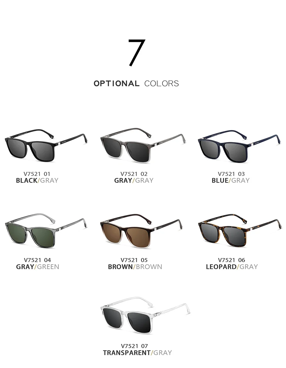 VEITHDIA Brand New Sunglasses Unisex Retro TR90 Sunglasses Polarized UV400 Lens Vintage Eyewear Sun Glasses For Men/Women 7521