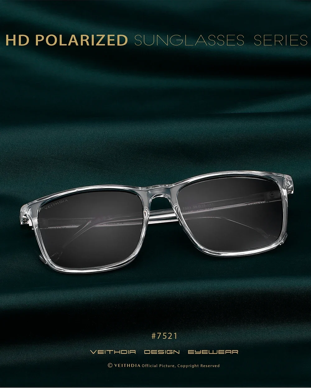 VEITHDIA Brand New Sunglasses Unisex Retro TR90 Sunglasses Polarized UV400 Lens Vintage Eyewear Sun Glasses For Men/Women 7521