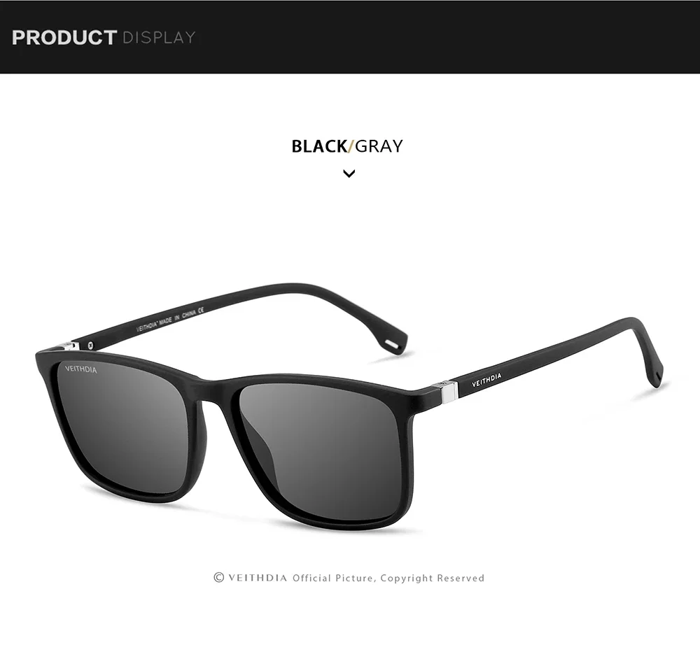 VEITHDIA Brand New Sunglasses Unisex Retro TR90 Sunglasses Polarized UV400 Lens Vintage Eyewear Sun Glasses For Men/Women 7521