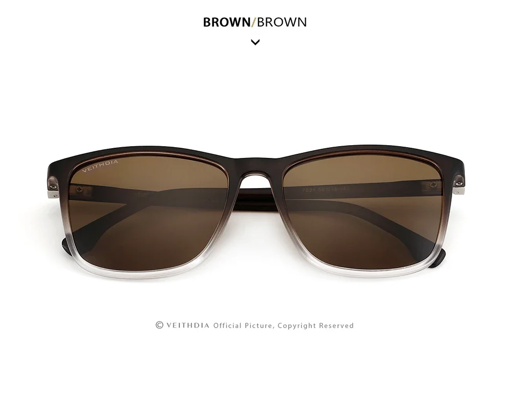 VEITHDIA Brand New Sunglasses Unisex Retro TR90 Sunglasses Polarized UV400 Lens Vintage Eyewear Sun Glasses For Men/Women 7521