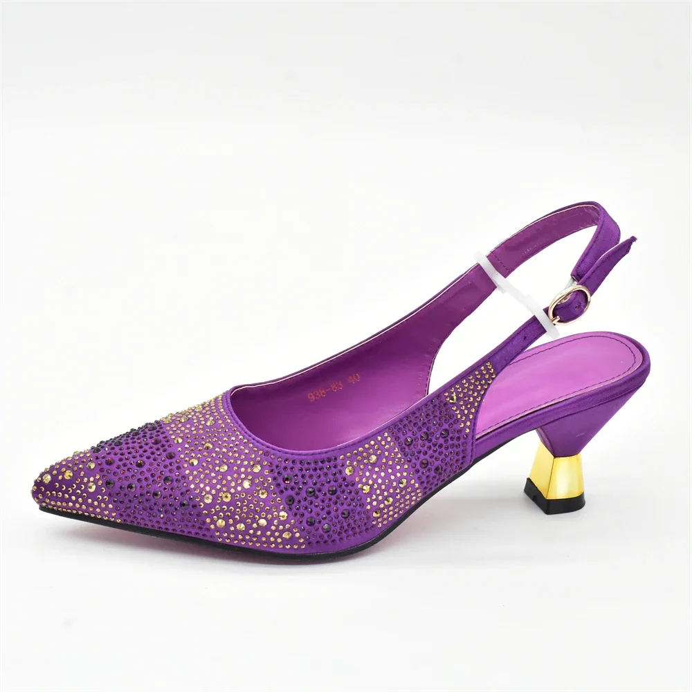 Luxury Italian Shoes and Bag Set for Women Elegant Shoes Woman Heel Nigeria Party Shoes and Bags for Women Rhinestone Pumps
